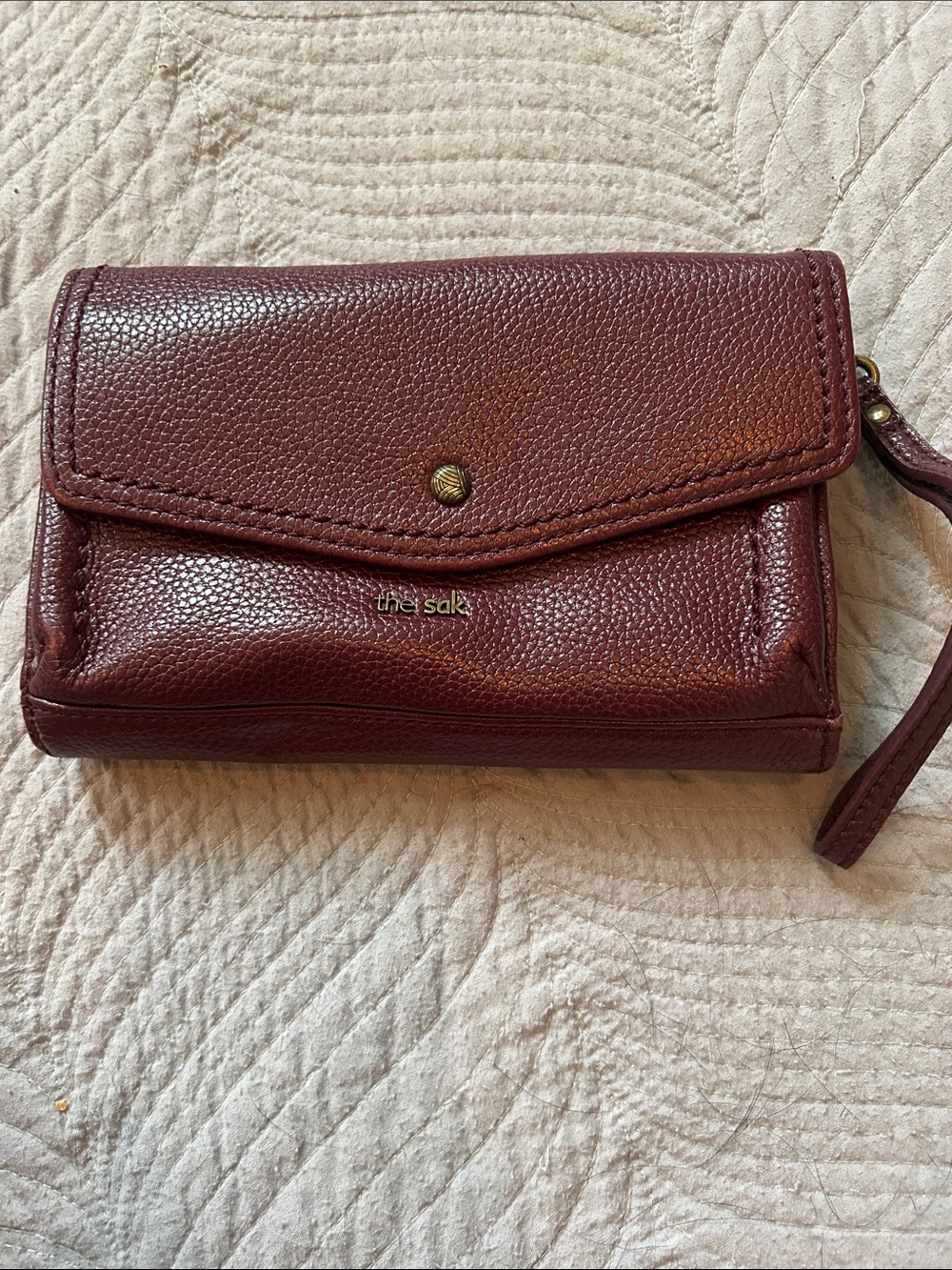 The Sak Burgundy Leather Wristlet Clutch